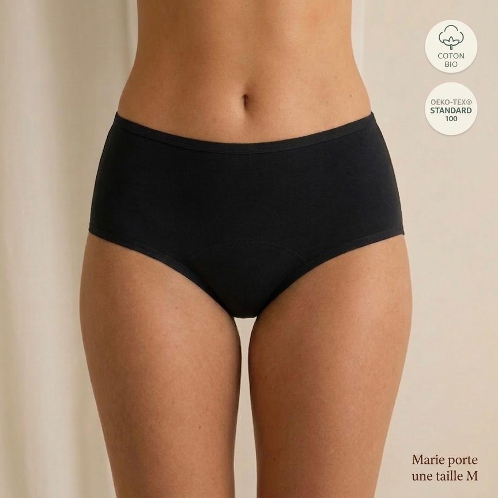 Pack 3 + 1 offert Shorty — shorty menstruel Blooms en coton bio, vue de face